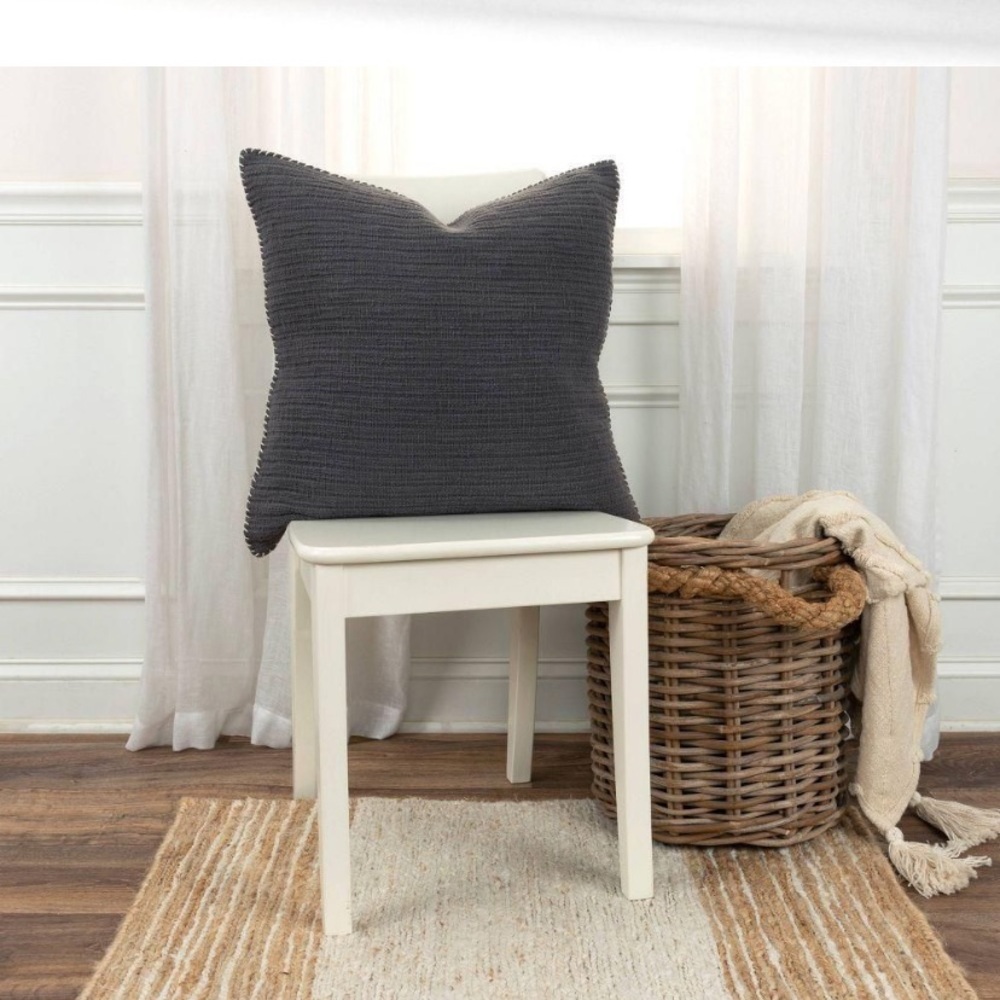 NEW Rizzy Home Throw Pillow Cover Gray  22x22 Elegant Textured Throw Pillow